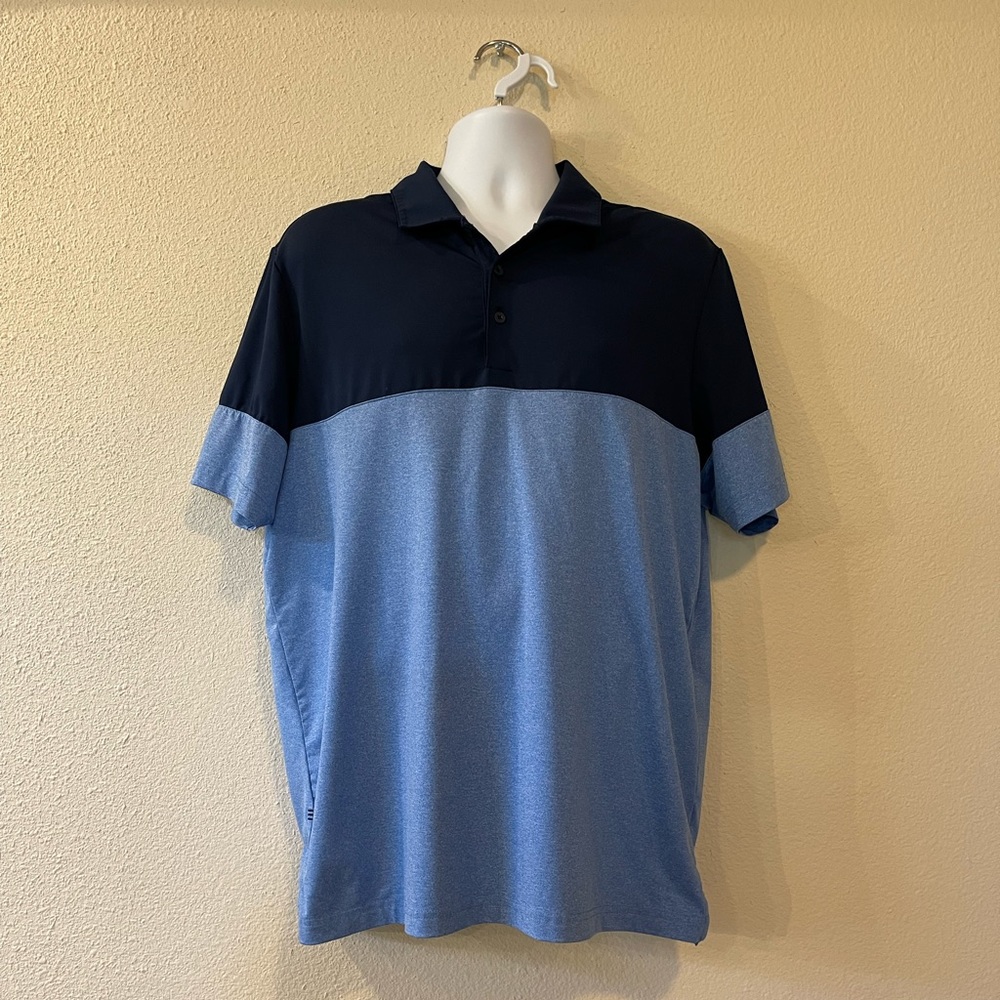 Adidas Men's Performance Stretch Polo Golf Shirt Blue Color Block Size Large